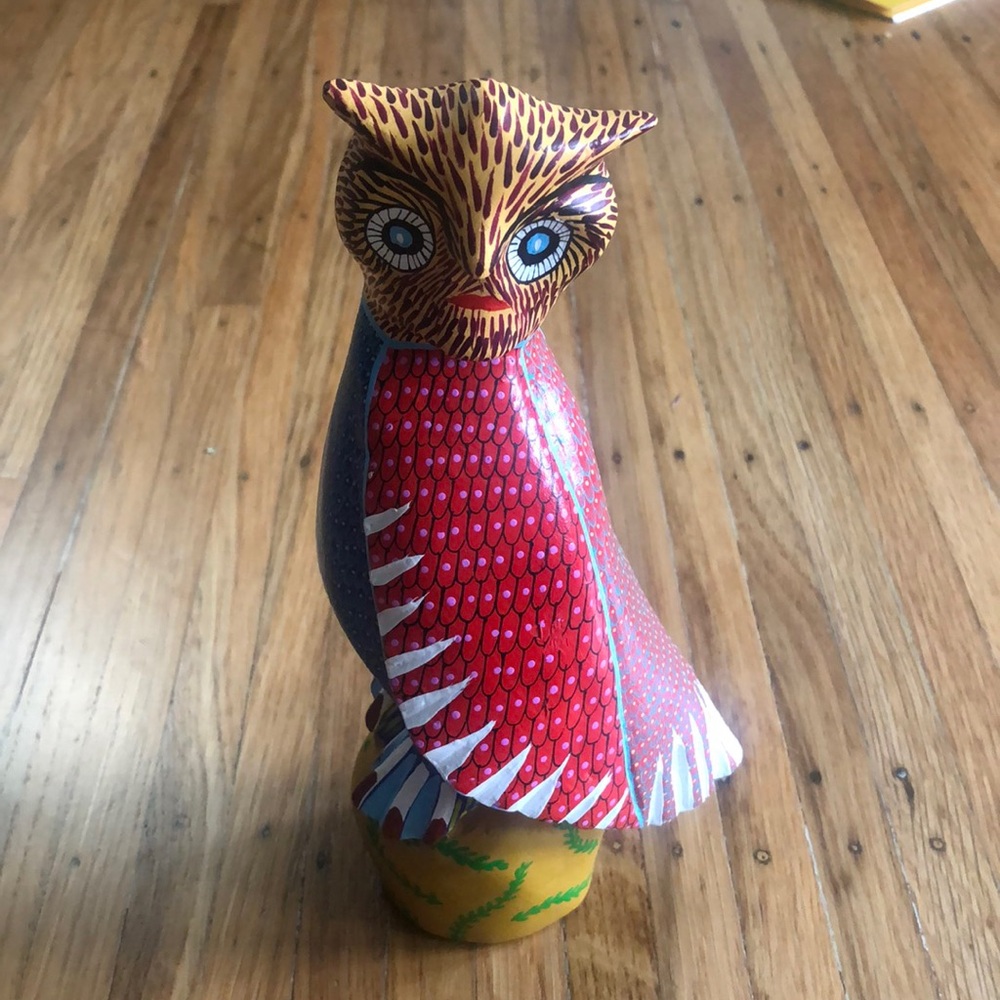 Vibrant Mexican folk art from Oaxaca signed by artist (painted wood sculpture)